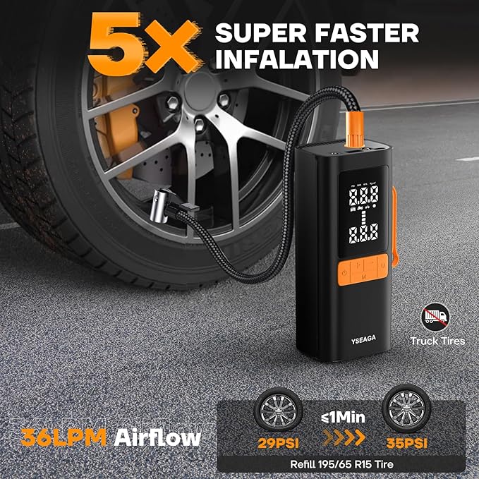 Tire Inflator Portable Air Compressor, 150PSI&12V DC Air Pump