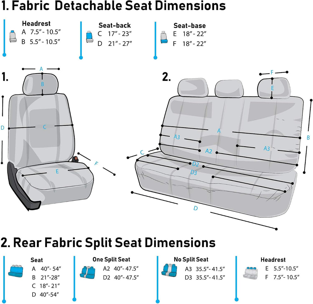FH Group Stylish Full Set Car Set Covers Front Set and Rear Split Function, A...