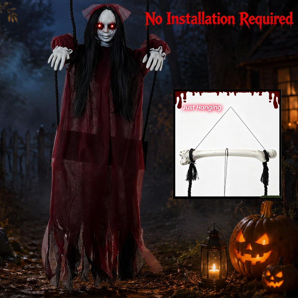 5FT Scary Halloween Hanging Ghost Girl, Haunted House and Yard Decor