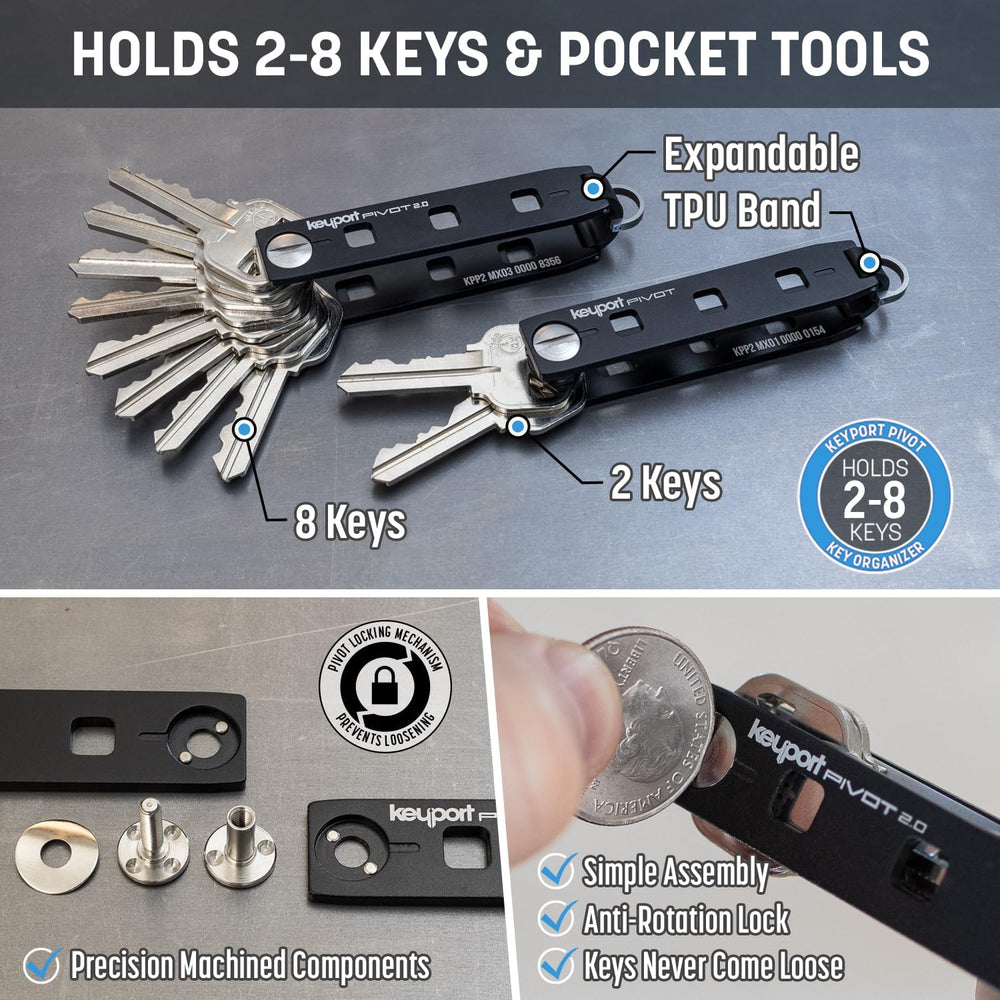 Keyport Essential Plus Kit: Pivot 2.0 Modular Key Organizer with Flashlight
