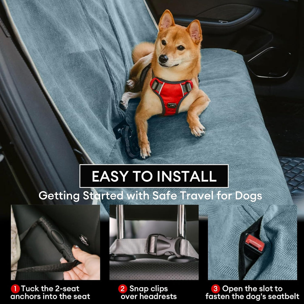 FUNNY FUZZY Dog Car Seat Cover for Back Seat, Back Seat Pet Cover for Dogs Wa...