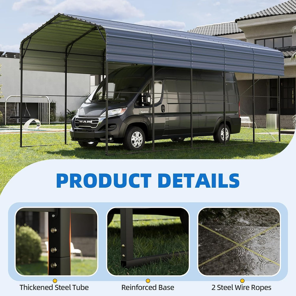 YOLENY 14x25FT RV Carport, Outdoor Heavy Duty Metal Car Ports with Galvanized...