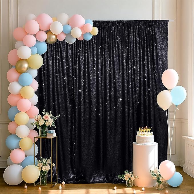 SquarePie Sequin Backdrop Less See Through Background for Wedding Halloween P...