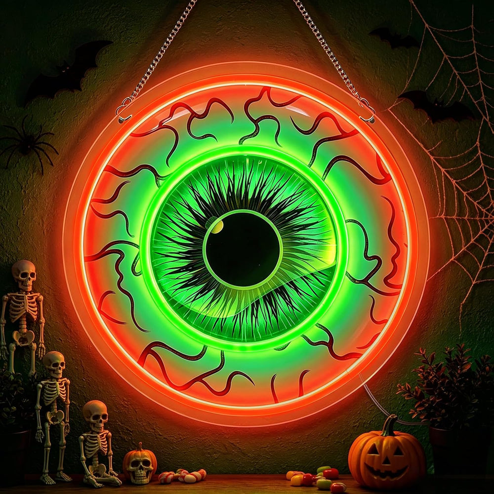 Eyeball Neon Signs Halloween Decorations, Dimmable Neon Lights Wall Decor
