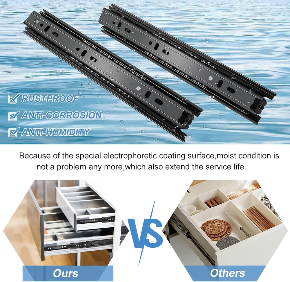 Sulawskys 16 Inch Drawer Slides, 6 Pairs (12 Pcs) Full Extension Ball Bearing...