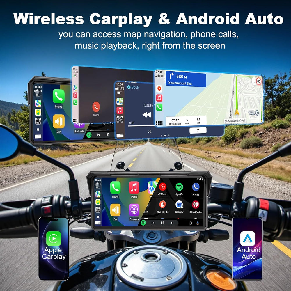 8.1 Inch Largest Motorcycle CarPlay Screen with 4K Dash Cam