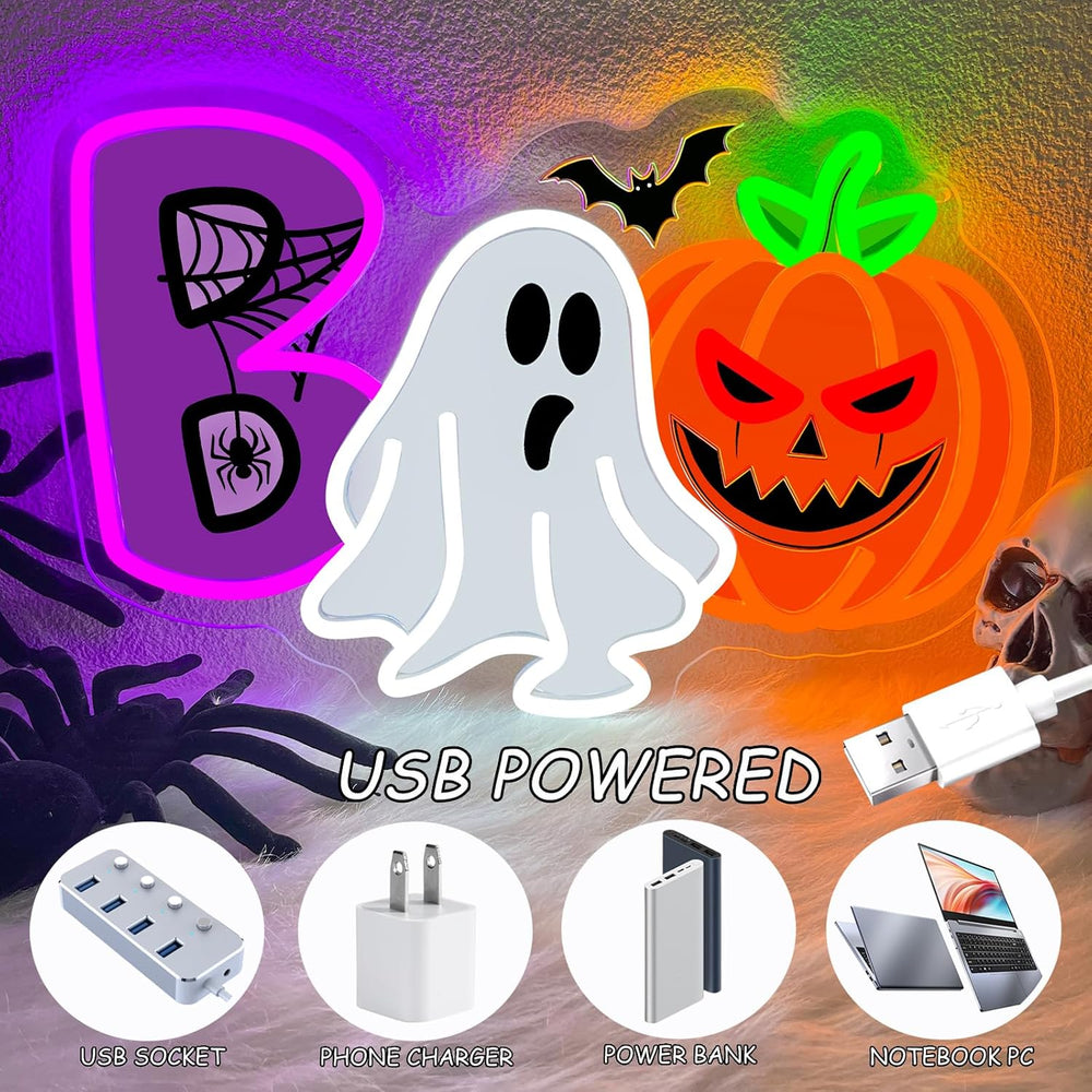 Boo Pumpkin Neon Sign Dimmable Ghost Halloween Led Neon Light for Wall