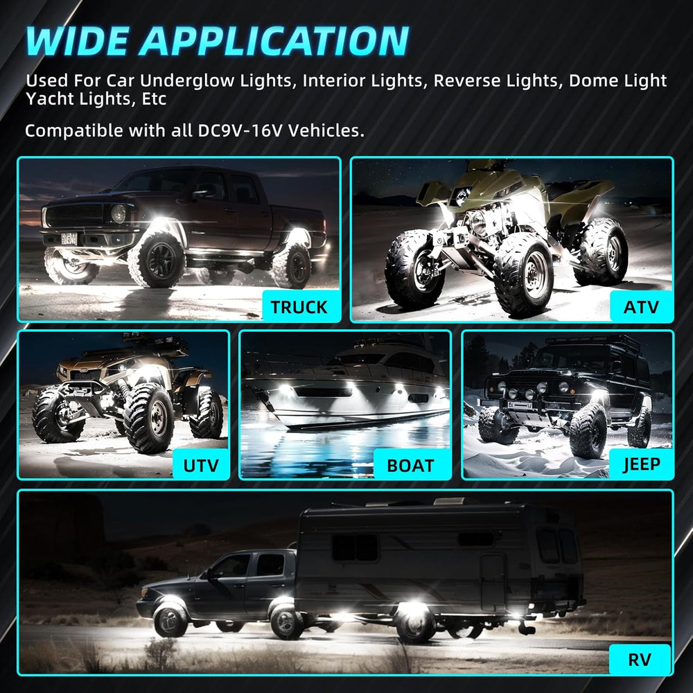 20Pods All Pure White LED Rock Lights Full Kit Plug and Play & Pre Wired ...