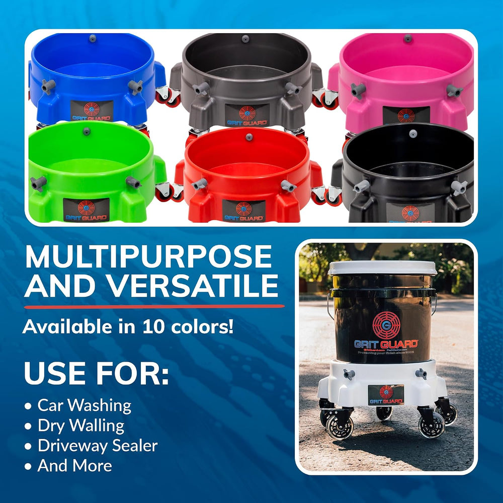 Grit Guard Bucket Dolly with Wheels - Rolling Detailing Wash Bucket with 5 Wh...