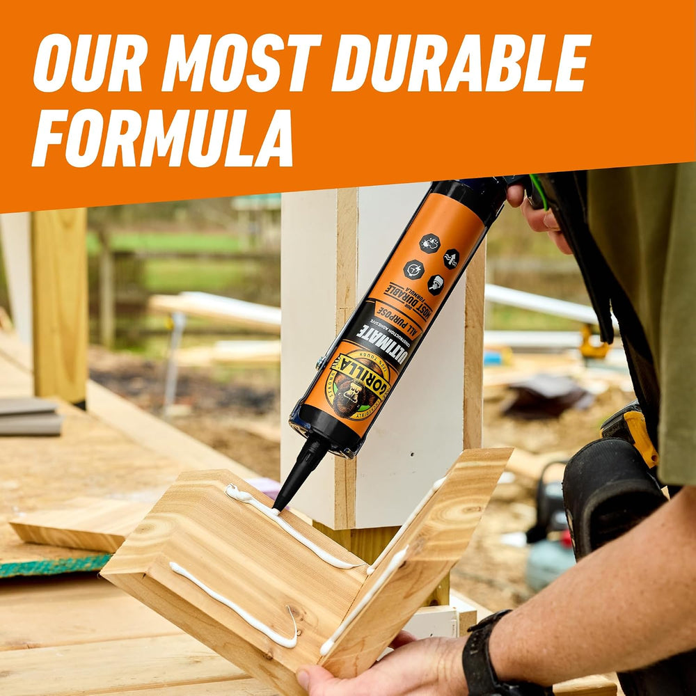 Gorilla Heavy Duty Ultimate Construction Adhesive, 9 Ounce Cartridge, White, ...