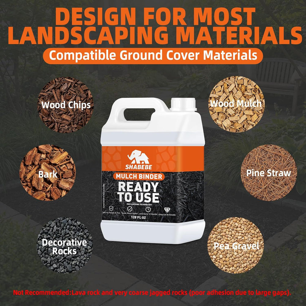 Rock Glue for Landscaping -2 Gallon Ready to Use Mulch Binder, Fast-Dry No Di...
