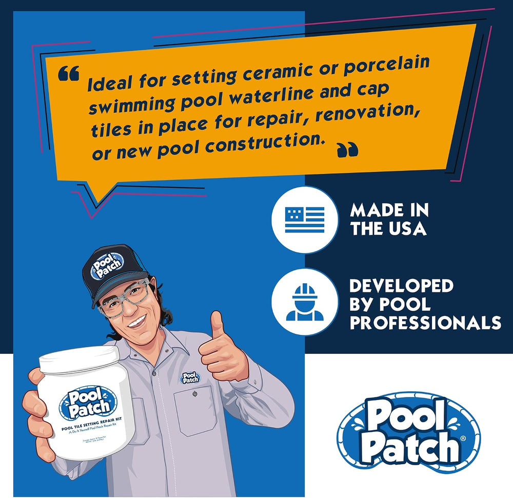 Pool Patch Pool Tile Thinset Adhesive Repair Kit 10 lb - Easy to Mix and Appl...