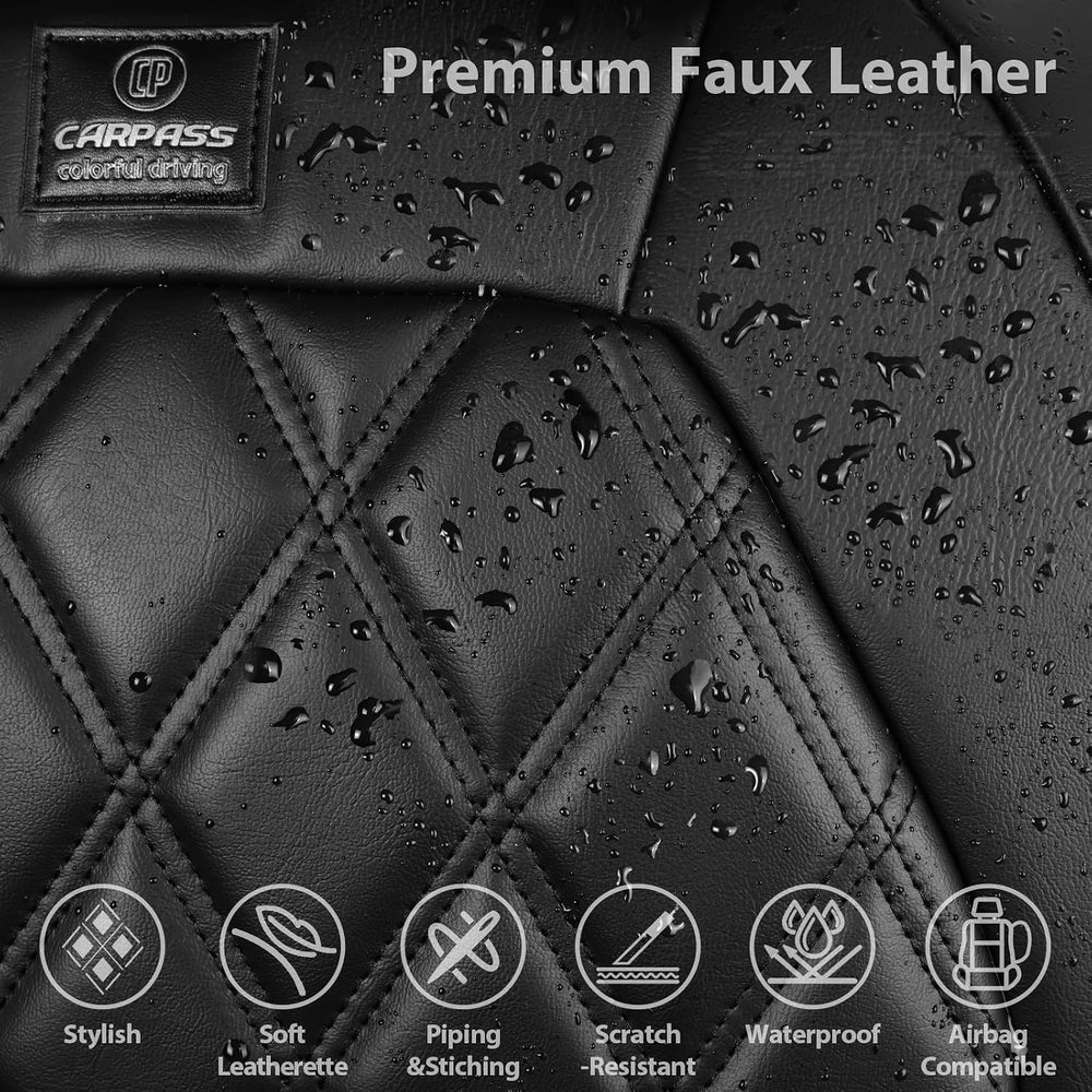 CAR PASS Luxury Nappa Leather Car Seat Covers Front Seats Only, Waterproof Fa...