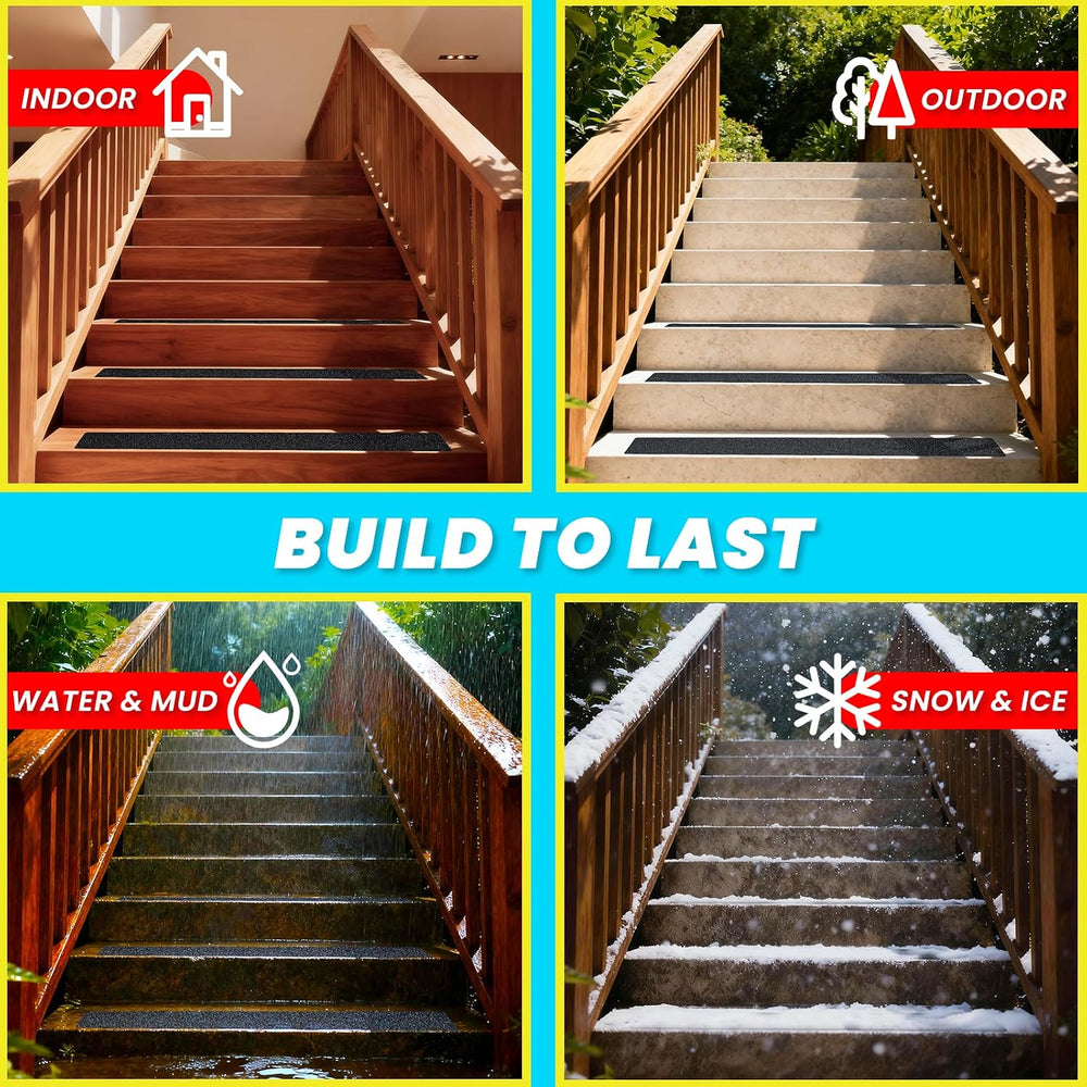 LifeGrip Anti Slip Stair Treads 8"x32" 10Pack Heavy-Duty Waterproof...