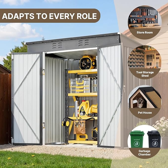 Bealife 6' x 4' Outdoor Storage Shed Clearance, Metal Outdoor Storage...