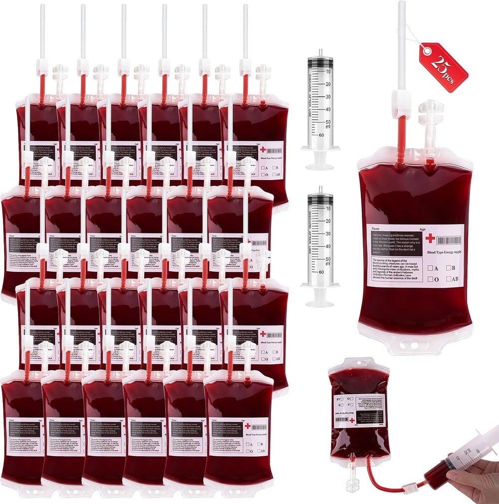 50 Pack Blood Bags for Drinks, 12oz Halloween Reusable Drinks Pouches
