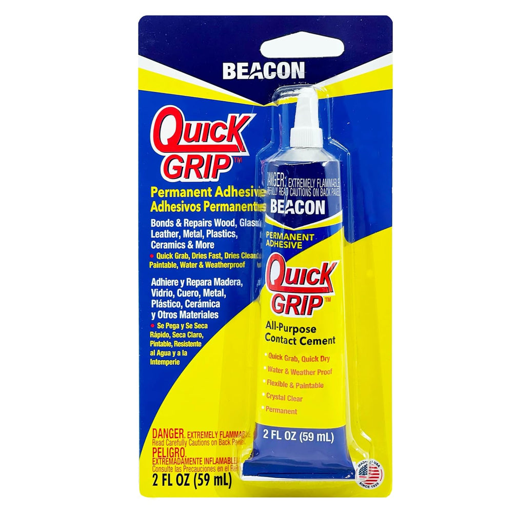 Beacon Quick Grip Permanent Contact Cement Adhesive, 2 oz, 12-Pack