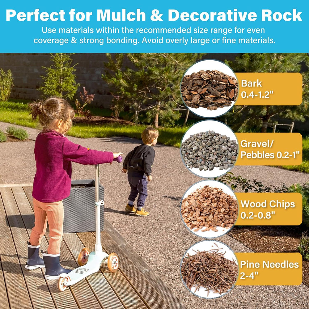 Mulch Glue for Landscaping, 2 Gallon Rock Glue with Rake, Ready to Use