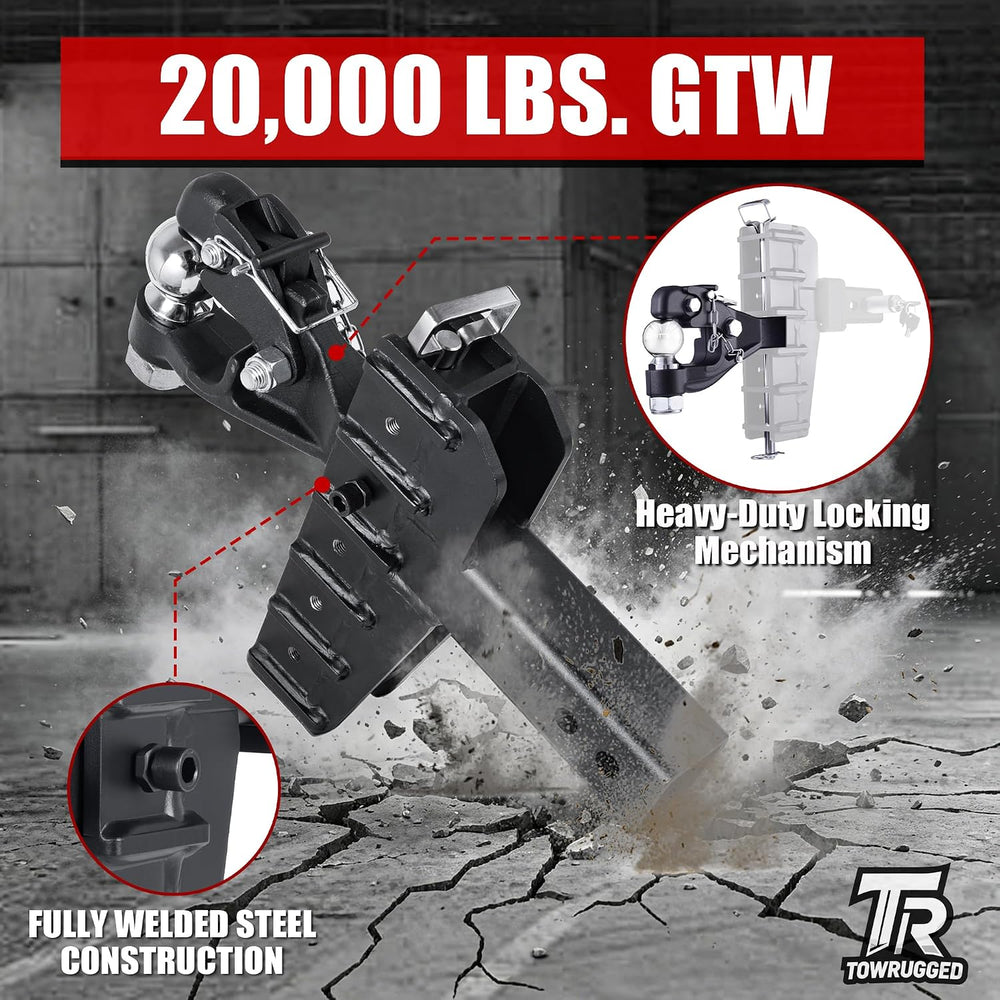 Adjustable Pintle Hitch Combination, 2" Receiver, 2-5/16" Ball