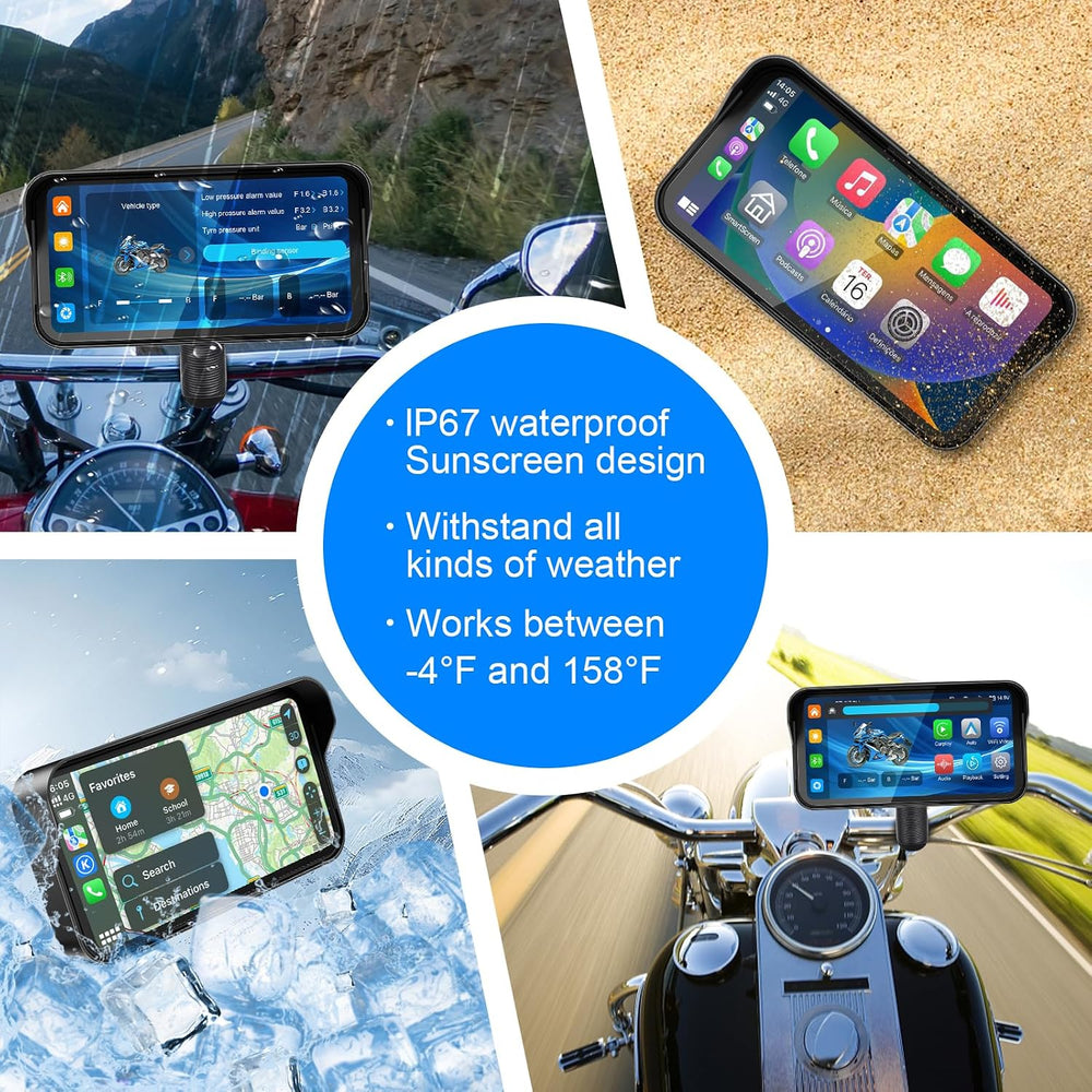 6.25" Motorcycle Carplay with HD Waterproof Touchscreen, Android Auto, T...