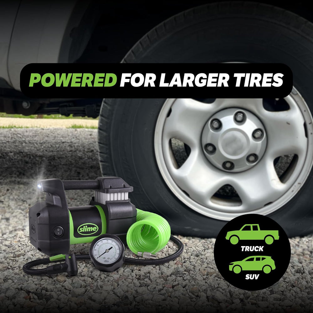 Slime 40031 Tire Inflator, Portable Car, SUV, 4x4 Air Compressor, Pro Power, ...