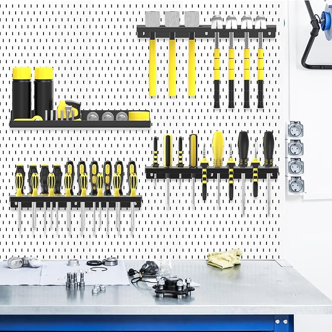 Wall Mount Screwdriver Organizer, Pliers Holder, Hammer Rack, Metal Storage (...