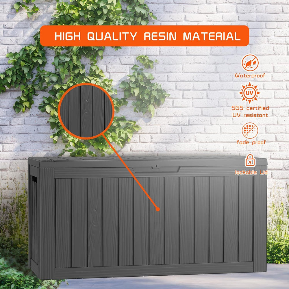 Vixzen 80 Gallon Resin Deck Box, Lockable Outdoor Storage Box for Patio Cushi...