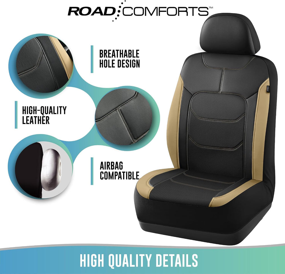 Road Comforts Seat Covers, Premium Leather Car Seat Covers Front Seats,Airbag...