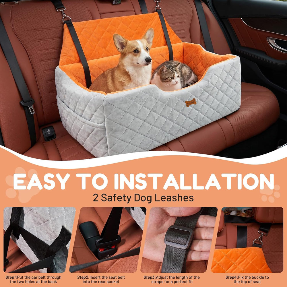 Dog Car Seat for Large Medium Dogs up to 55 lbs, Gray