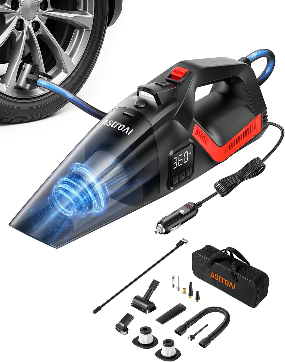 AstroAI 4-in-1 V3 12VDC 16.4FT High Power Handheld Car Vacuum&Tire Inflator