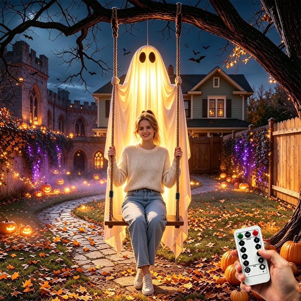 Halloween Hanging Swinging Ghost Decorations with Lights & 200lb