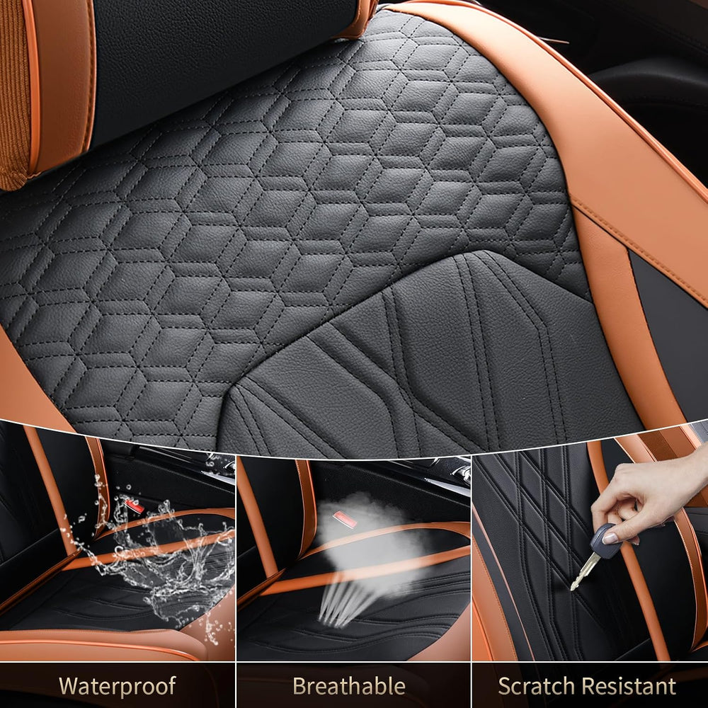 Seat Cover Full Set Automotive Seat Cover 5 Seats Leather Waterproof Car Seat...