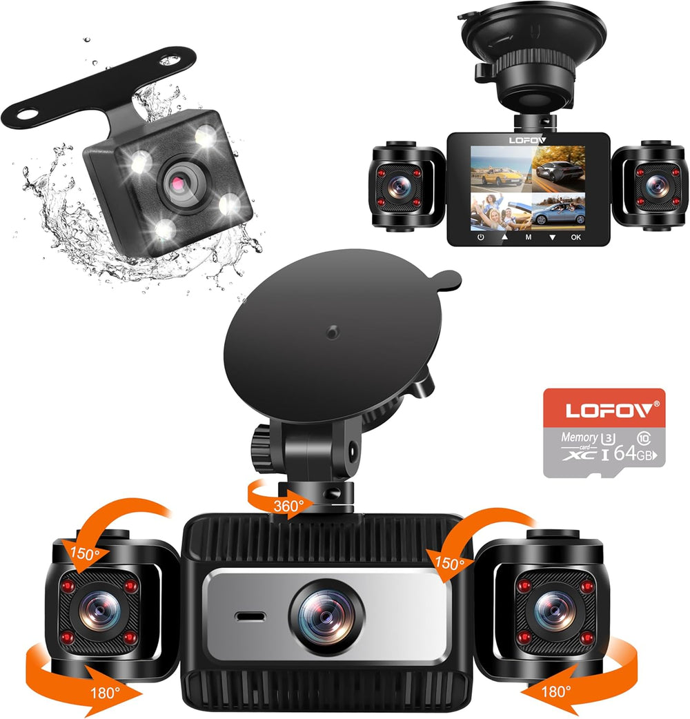 360° 4 Channel Dash Cam Front and Rear Inside