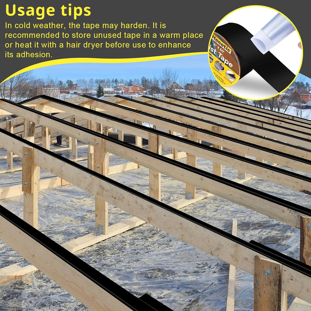 Joist Tape for Decking 4'' X 50', 2 Rolls Waterproof Butyl Tape
