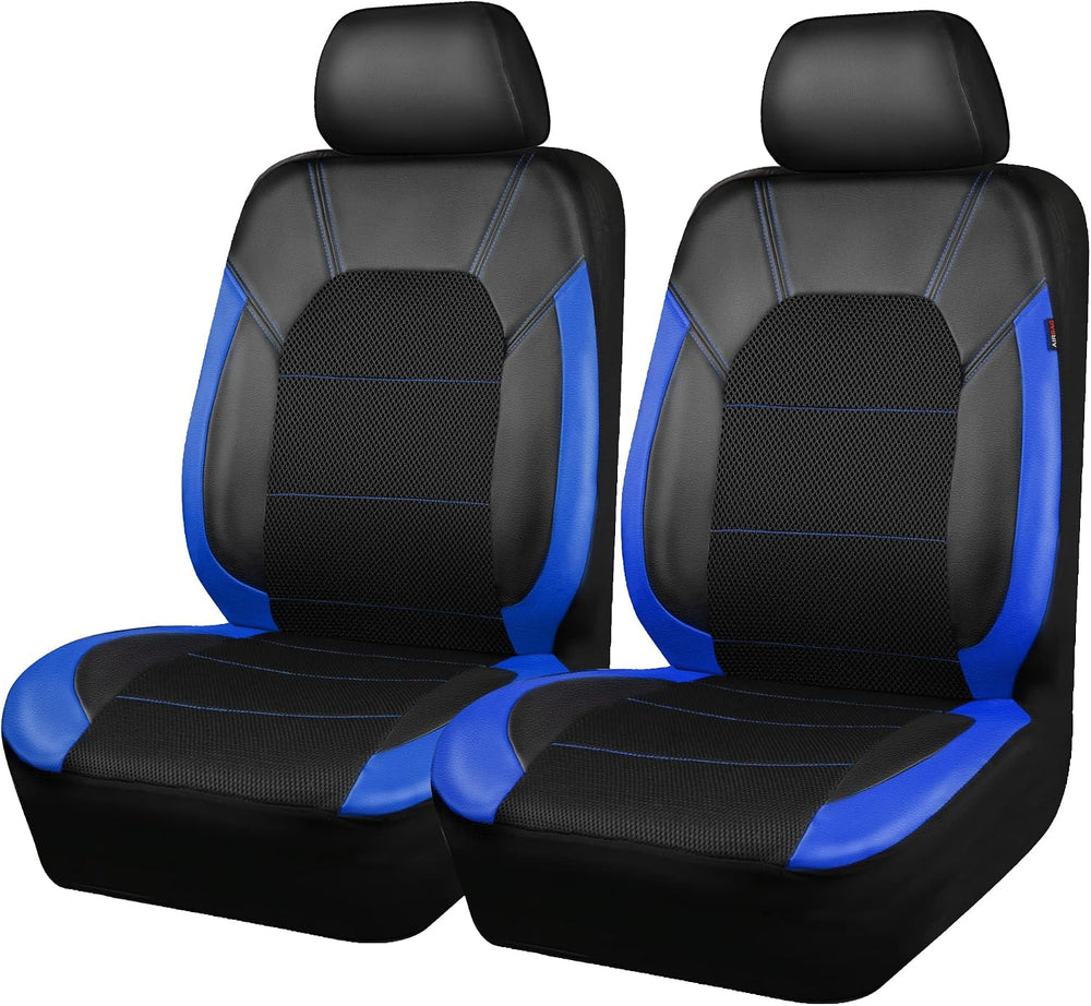 CAR PASS Leather Car Seat Covers Front Seats Only, with Air Mesh Front Seat C...