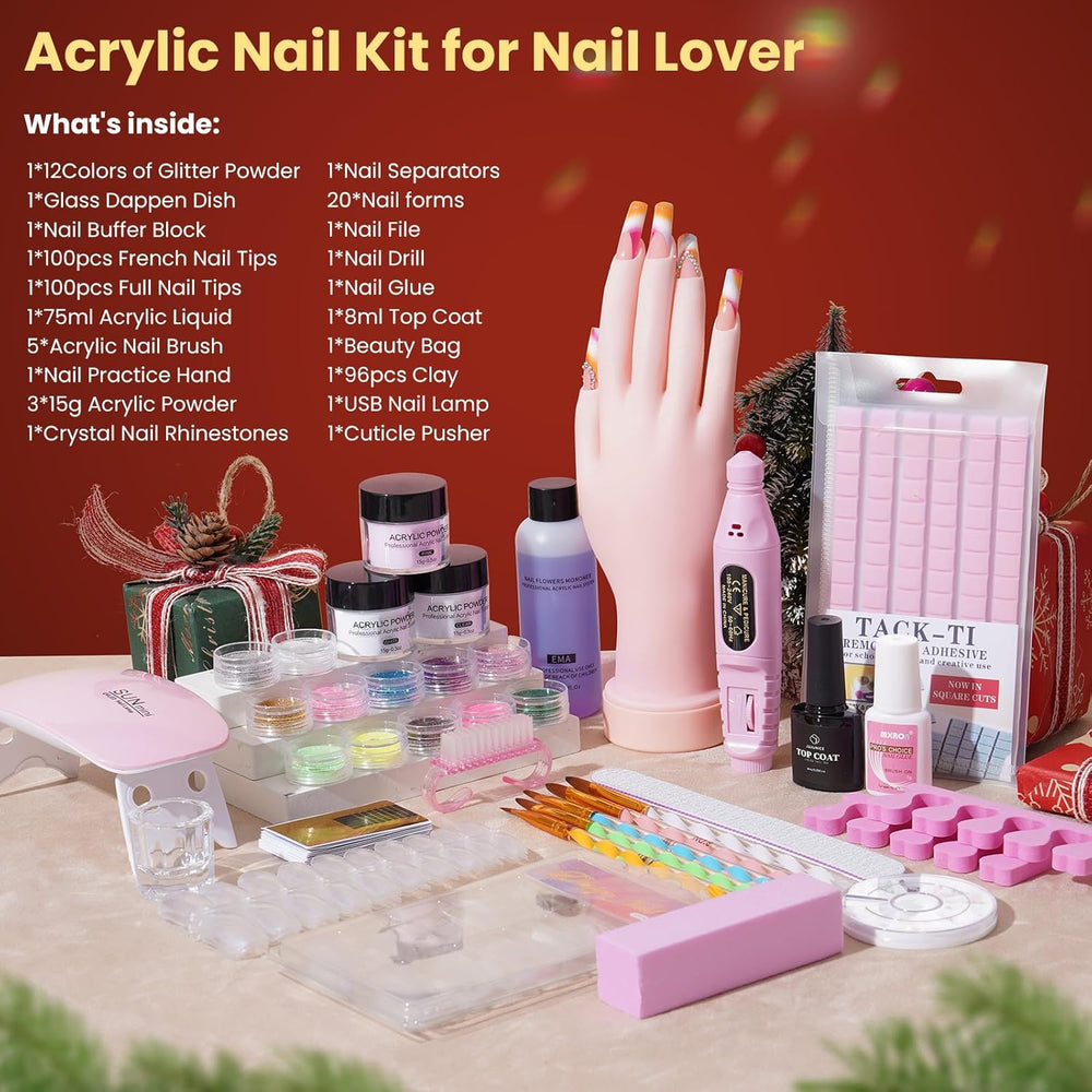 Nail Kit for Beginners with Everything, Practice Hand & Storage Gift Bag
