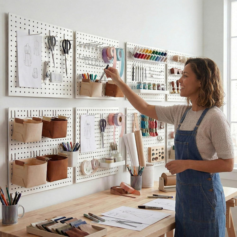 8 Pack Peg Board Organizer, Includes Metal PegBoard and Accessories