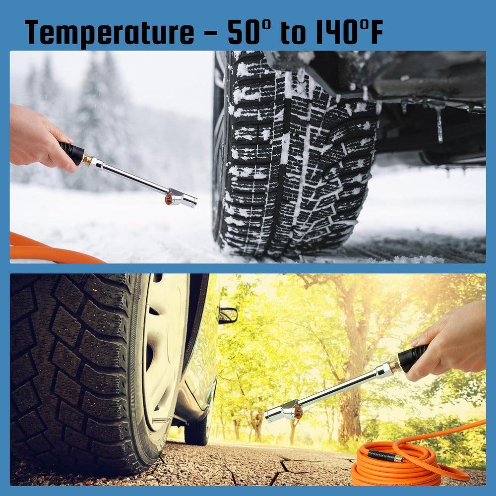 Truck Tire Inflator Kit, 3/8” x 50FT Hybrid Air Hose with 1/4" Chuck and...