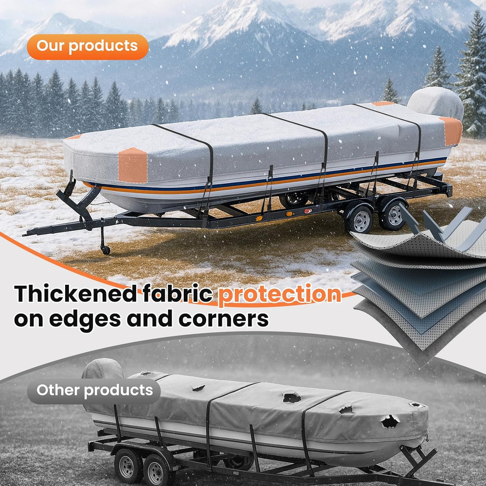 Jon Boat Cover 12ft with Motor Cover, 1200D Heavy Duty Boat Cover