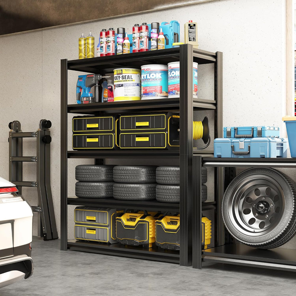 72" H Garage Shelving 2500 LBS Heavy Duty Storage Shelves, Adjustable 5 ...