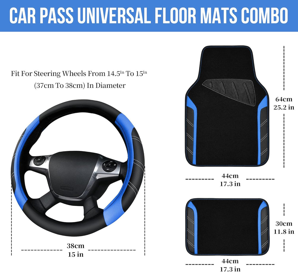 CAR PASS Air Mesh Leather Car Seat Covers Full Set, Waterproof Car Floor Mats...