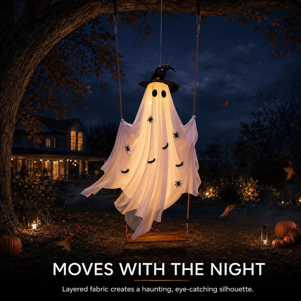 Halloween Decorations Outdoor,5.9ft Halloween Swinging Ghost Outdoor Decor