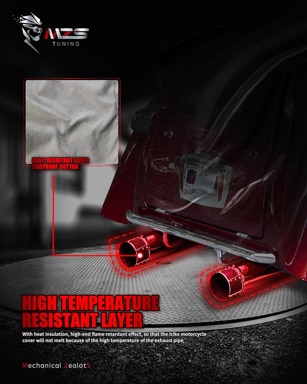 MZS Trike Motorcyle Cover Waterproof Compatible with Freewheeler Tri Glide Ul...