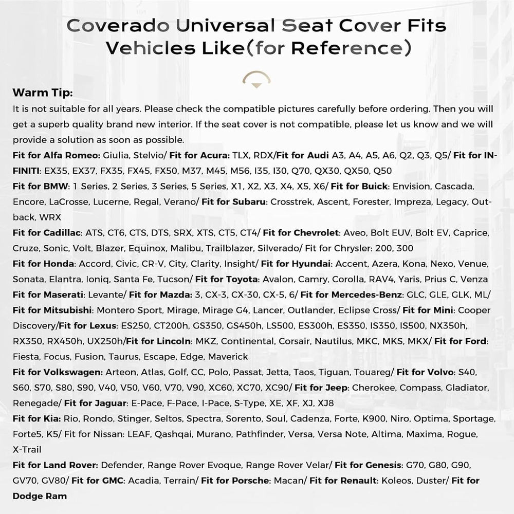 Coverado Seat Covers for Cars, Automotive Seat Covers for Front Seat, Leather...