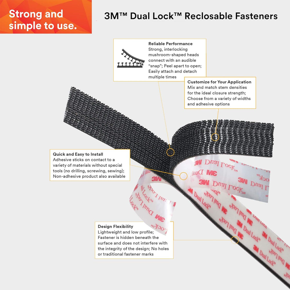 3M Dual Lock Reclosable Fasteners Heavy Duty Industrial Use Black TB3550 1&qu...