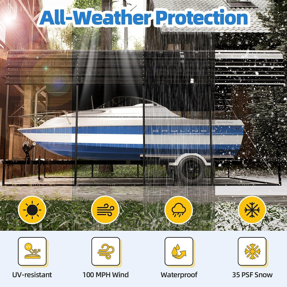 YOLENY 14x25FT RV Carport, Outdoor Heavy Duty Metal Car Ports with Galvanized...