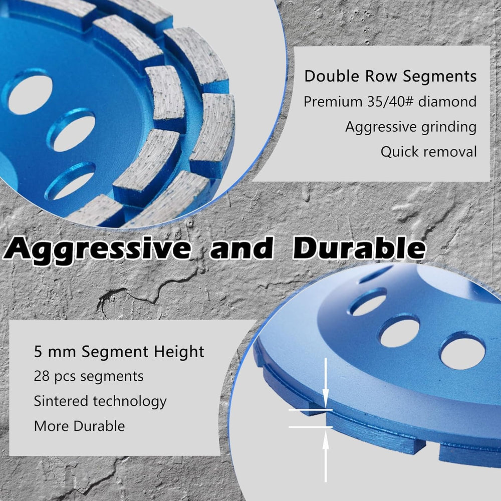 7 inch Concrete Grinding Wheel,5/8"-11 Threaded Arbor Diamond Cup Wheel ...