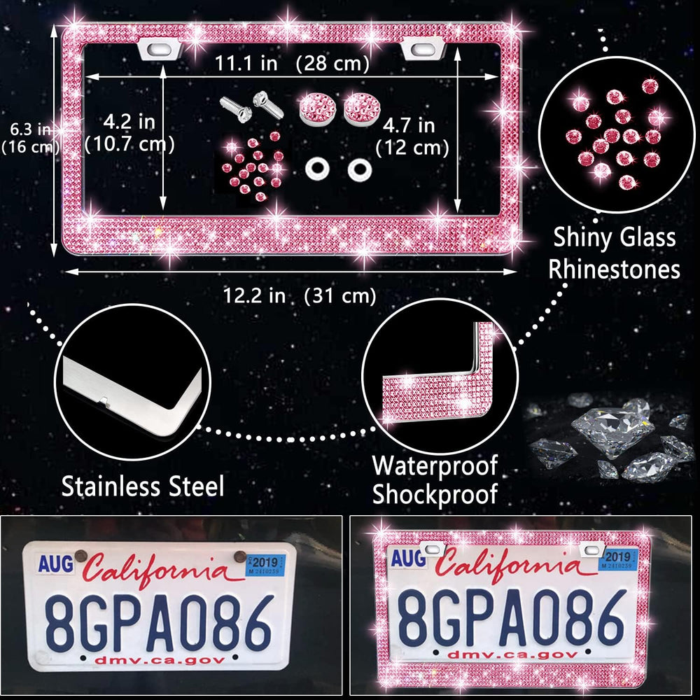 NBTEPEM 27-Piece Bling Car Accessories Set - Universal Fit Steering Wheel Cov...