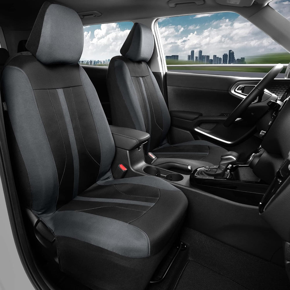 Motor Trend Gray Cloth Car Seat Covers for Front Seats โ Premium Automotive B...