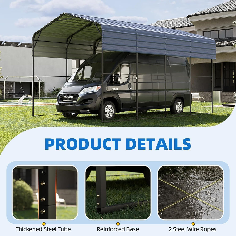 YOLENY 14x20FT RV Carport, Outdoor Heavy Duty Metal Car Ports with Galvanized...